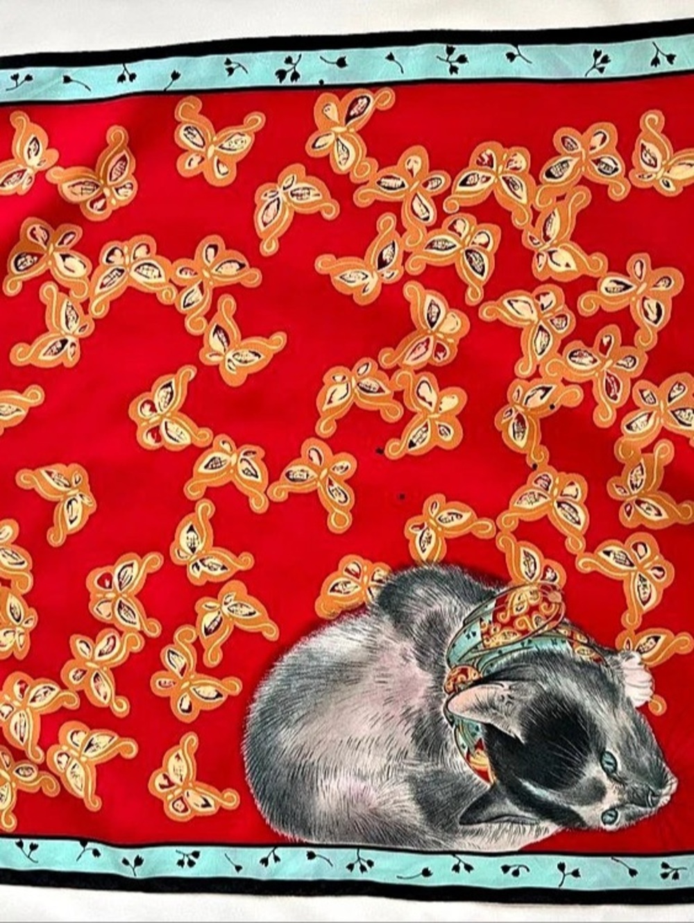 The Metropolitan Museum of Art Toko Cat Silk Neckerchief Red & Blue